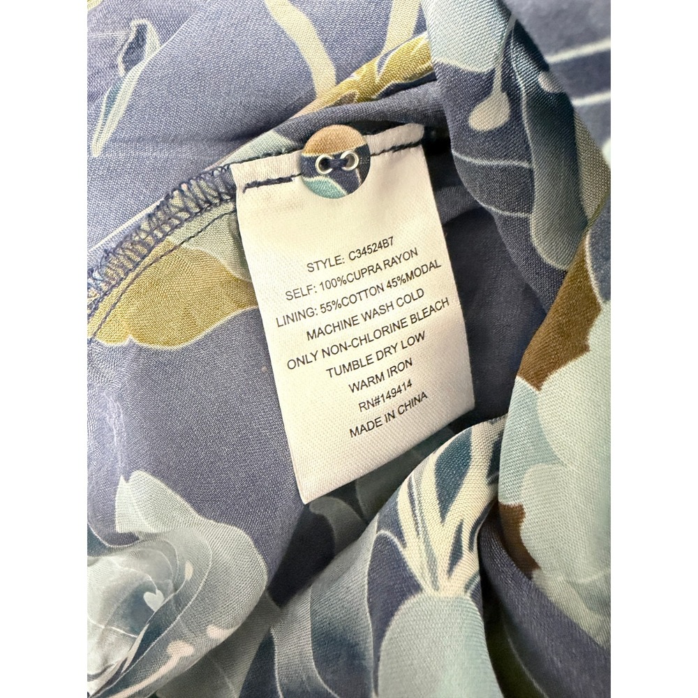 Johnny Was Yoka Dress Peonee Floral Blue Tiered Maxi Resort Vacation Boho L - Picture 5 of 8
